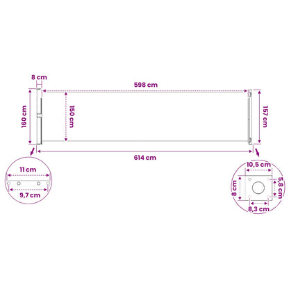 Tenda Laterale Retrattile per Patio 600x160 cm Rossa