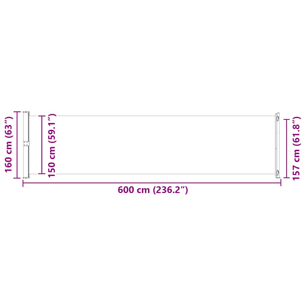Tenda Laterale Retrattile per Patio 600x160 cm Marrone | homemem39