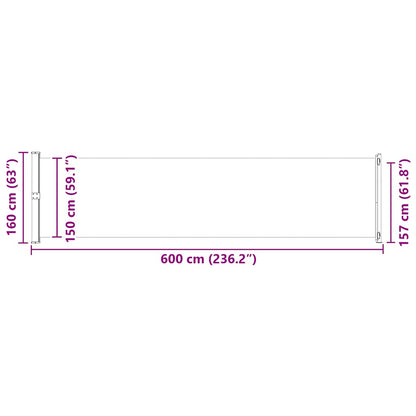 Tenda Laterale Retrattile per Patio 600x160 cm Marrone | homemem39