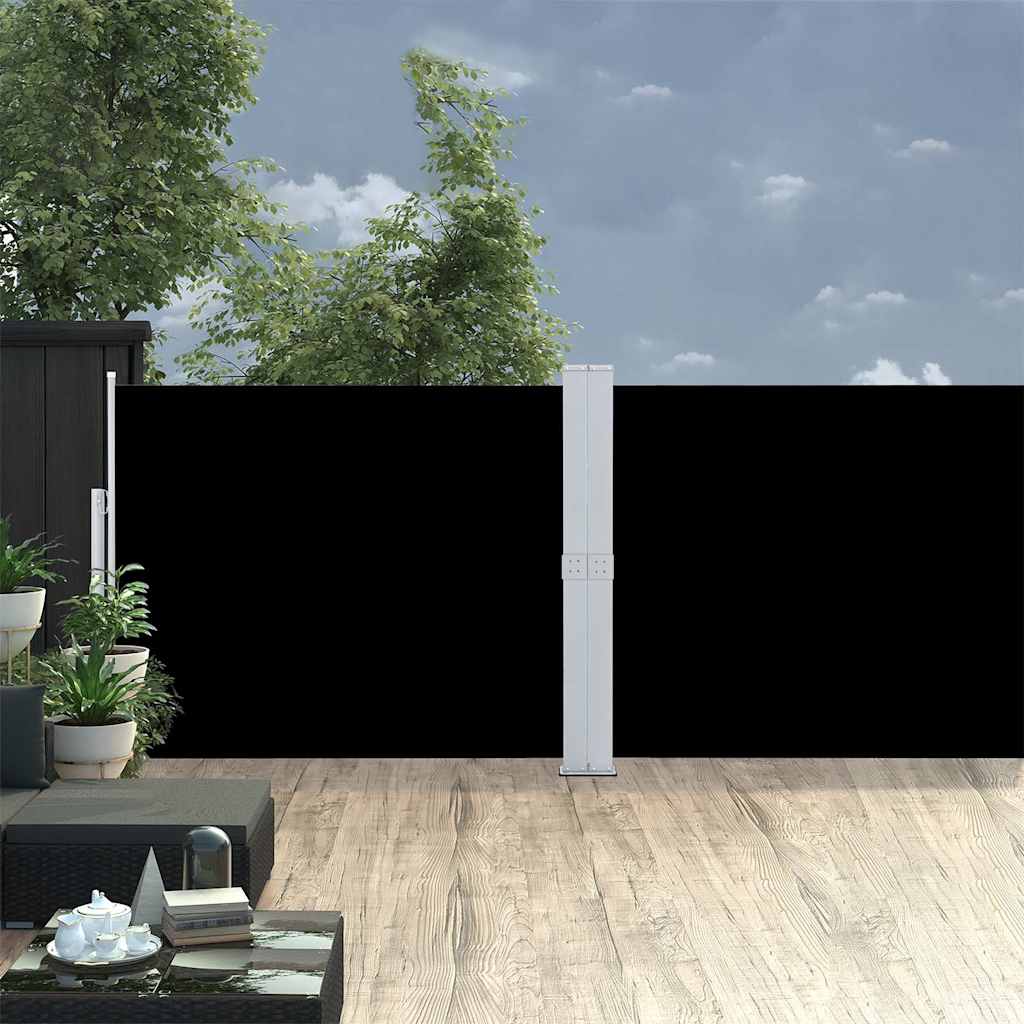 Tenda Laterale Retrattile per Patio 140x1200 cm Nera