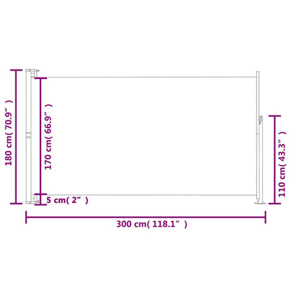 Tenda Laterale Retrattile per Patio 180x300 cm Nera | homemem39