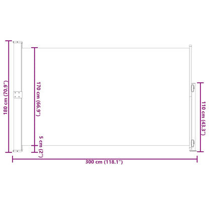 Tenda Laterale Retrattile per Patio 180x300 cm Grigia | homemem39
