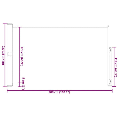 Tenda Laterale Retrattile per Patio 180x300 cm Marrone | homemem39