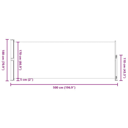 Retractable Side Awning for Patio 180x500 cm Cream