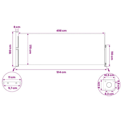 Tenda Laterale Retrattile per Patio 180x500 cm Blu