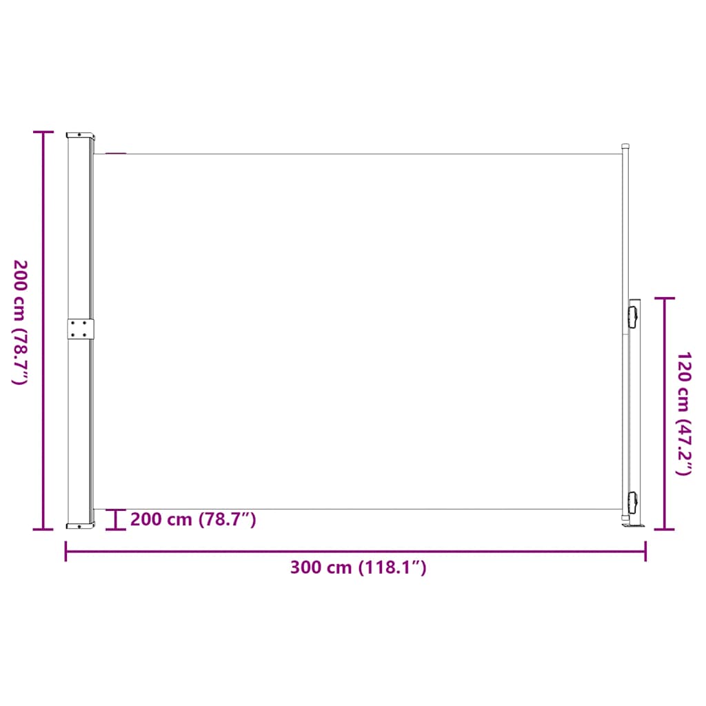 Tenda Laterale Retrattile per Patio 200x300 cm Grigia
