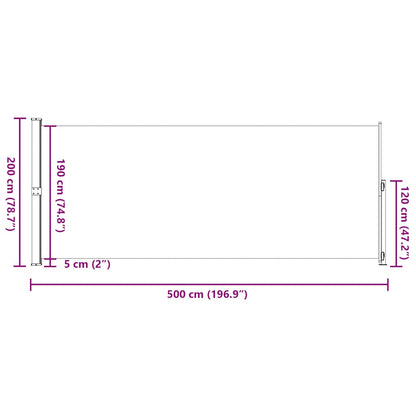 Tenda Laterale Retrattile per Patio 200x500 cm Crema