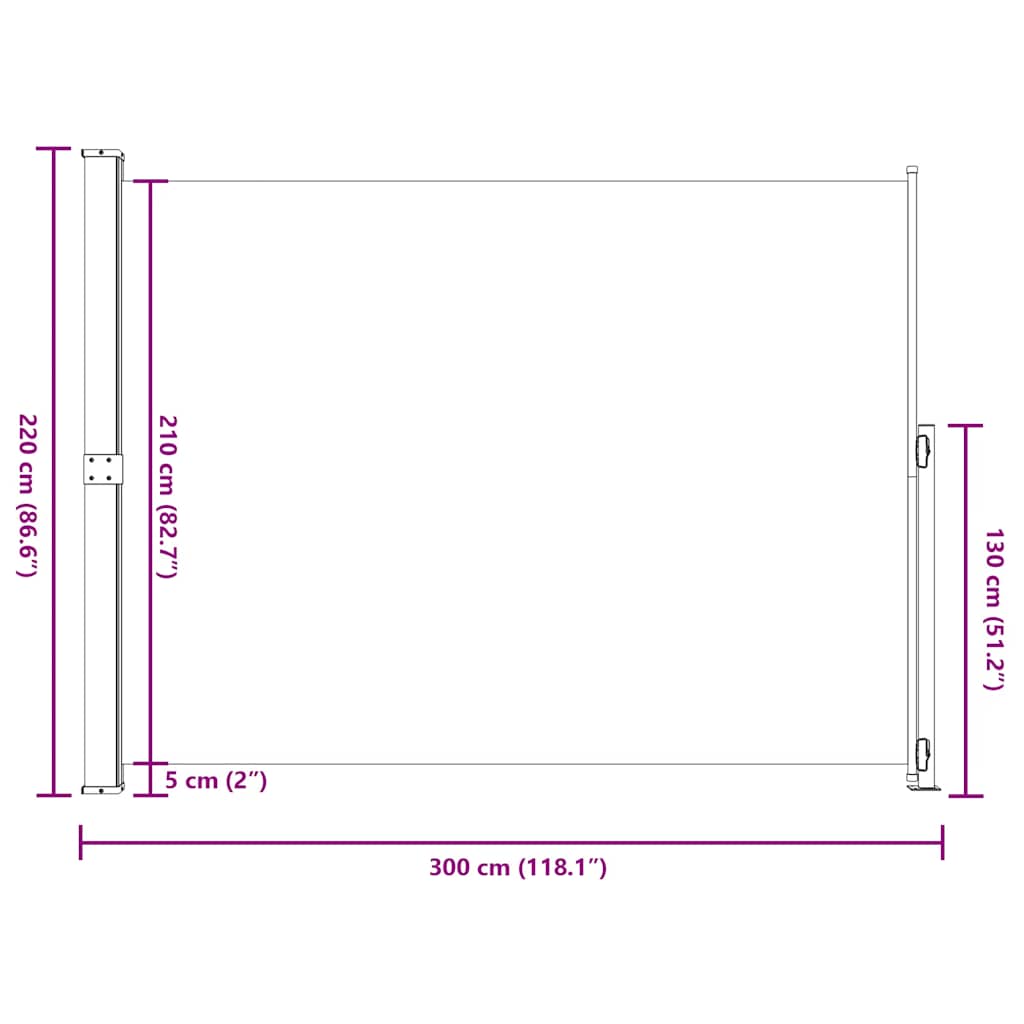 Tenda Laterale Retrattile per Patio 220x300 cm Crema | homemem39
