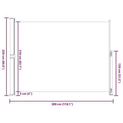 Tenda Laterale Retrattile per Patio 220x300 cm Crema | homemem39