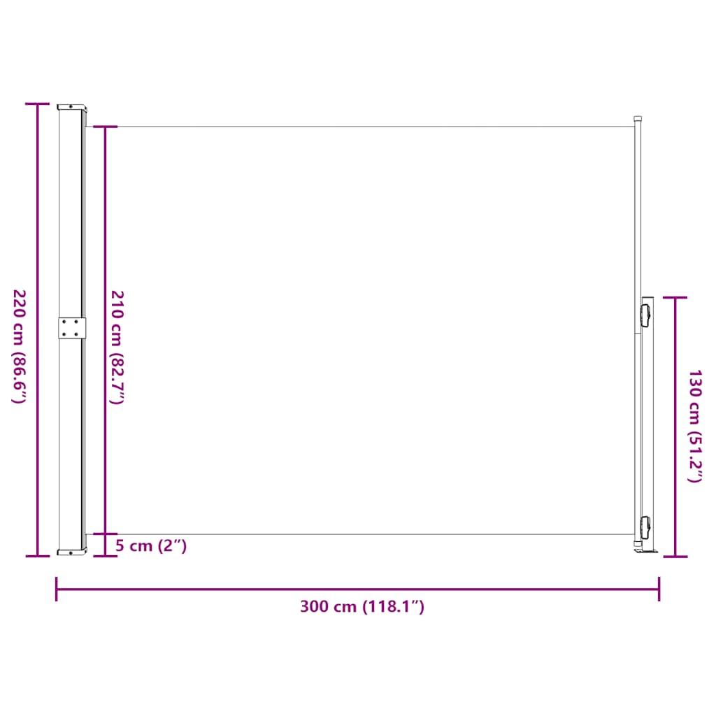 Tenda Laterale Retrattile per Patio 220x300 cm Rossa | homemem39