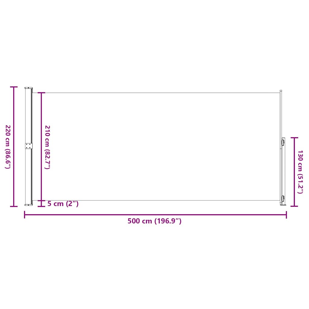 Tenda Laterale Retrattile per Patio 220x500 cm Crema | homemem39