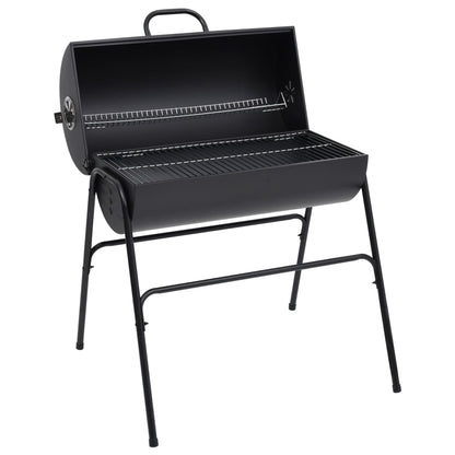 Barbecue a Barile 2 Griglie di Cottura Nero 80x95x90 cm Acciaio