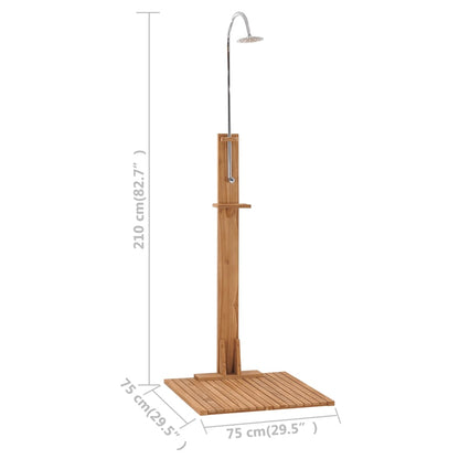 Gartendusche 75x75x210 cm aus massivem Teakholz