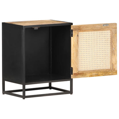 Comodino 40x30x50 cm Legno di Mango Grezzo e Canna Naturale - homemem39