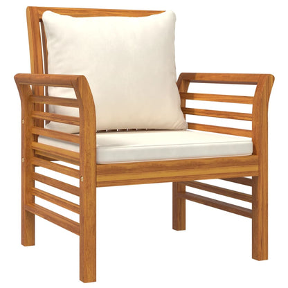 Armchairs with Cream White Cushions 2 pcs Solid Acacia Wood