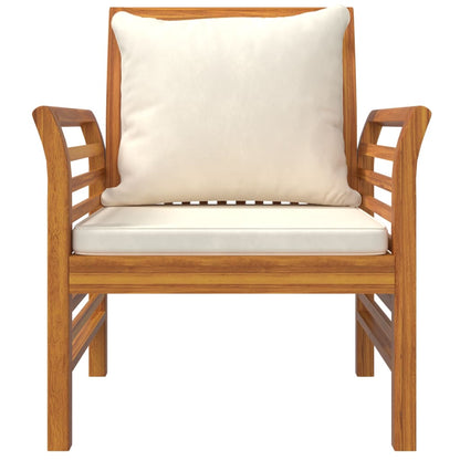 Armchairs with Cream White Cushions 2 pcs Solid Acacia Wood