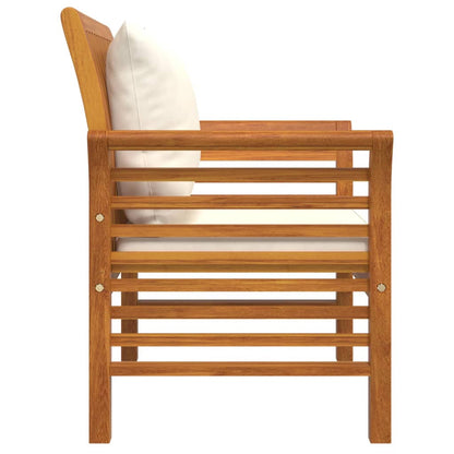 Armchairs with Cream White Cushions 2 pcs Solid Acacia Wood