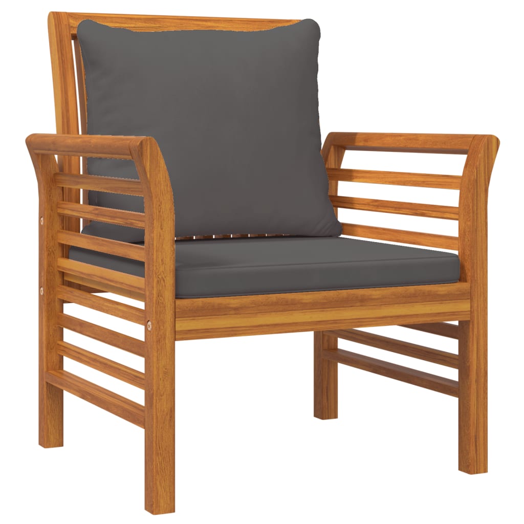 Armchairs with Dark Gray Cushions 2 pcs Solid Acacia Wood