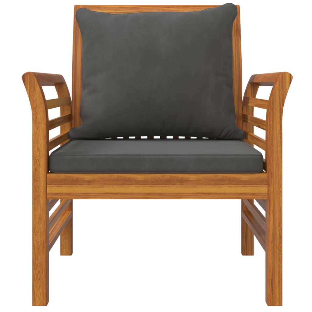 Armchairs with Dark Gray Cushions 2 pcs Solid Acacia Wood