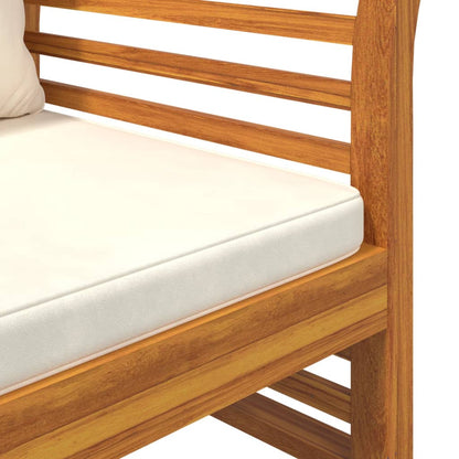Divanetto con Cuscini Bianco Crema in Legno Massello di Acacia | homemem39