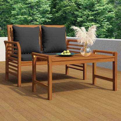 Divanetto con Cuscini Grigio Scuro in Legno Massello di Acacia | homemem39