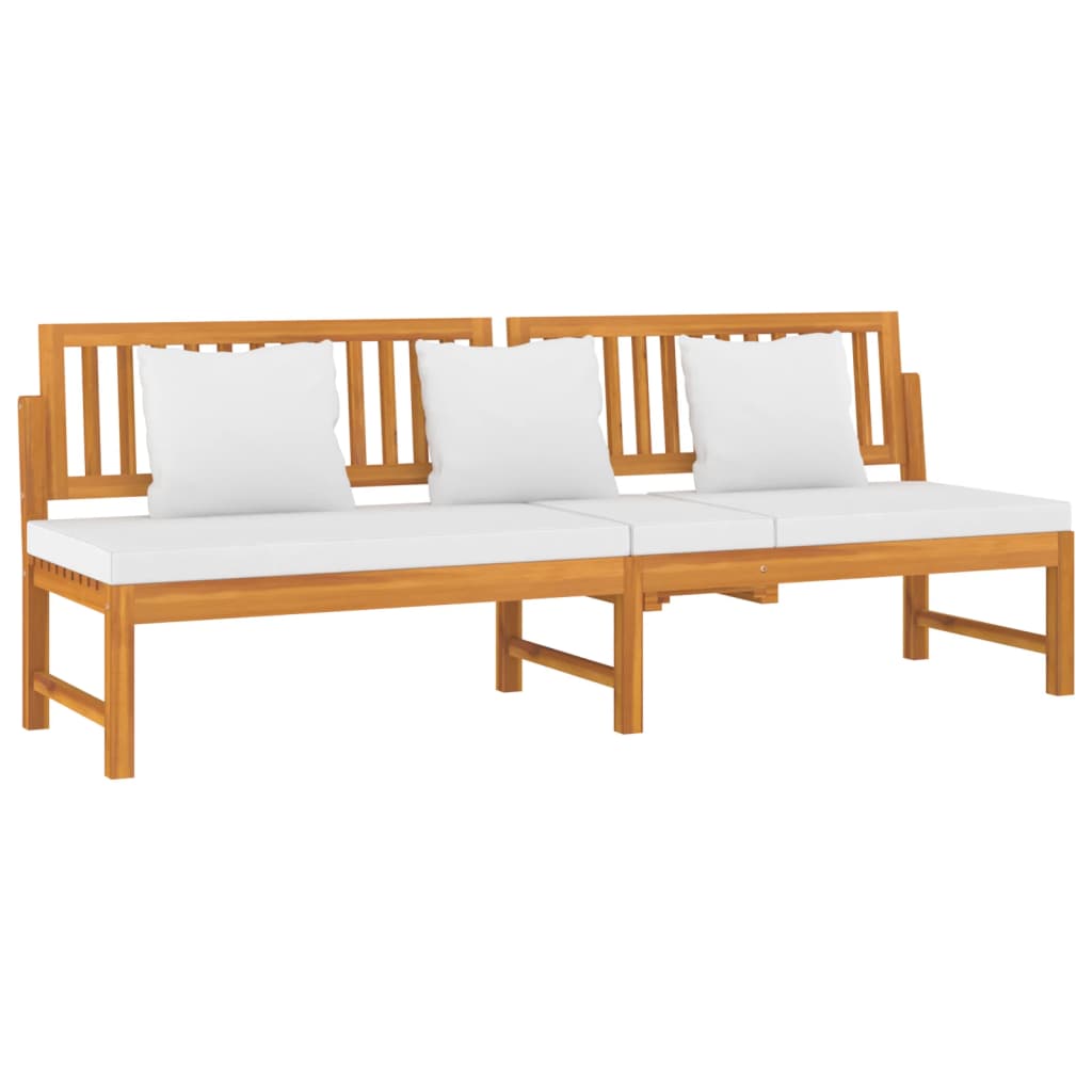 Dormeuse con Cuscino Crema 200x60x75cm Legno Massello di Acacia - homemem39