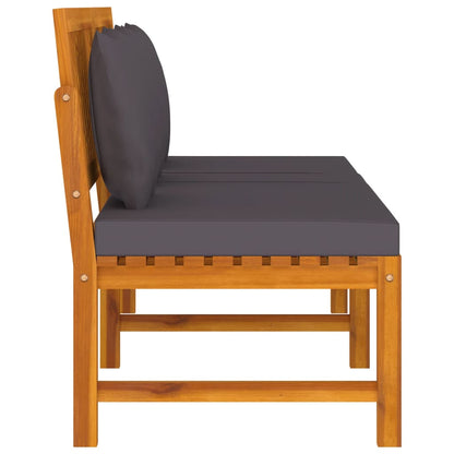 Dormeuse con Cuscino Grigio 200x60x75cm Legno Massello Acacia - homemem39