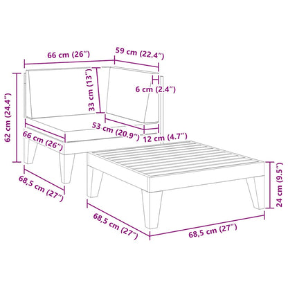 Set Divani da Giardino 2 pz con Cuscini in Massello d'Acacia