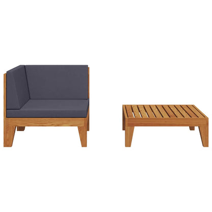 Set Divani da Giardino 2 pz con Cuscini in Massello di Acacia