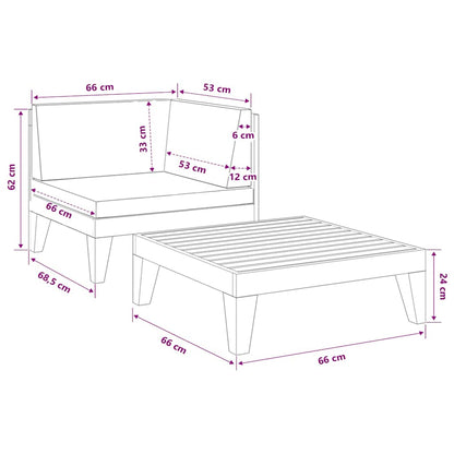 Set Divani da Giardino 2 pz con Cuscini in Massello di Acacia