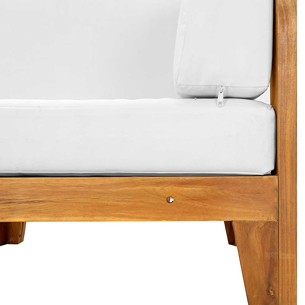 Divano Angolare Modulare Cuscini Bianco Crema Massello d'Acacia | homemem39