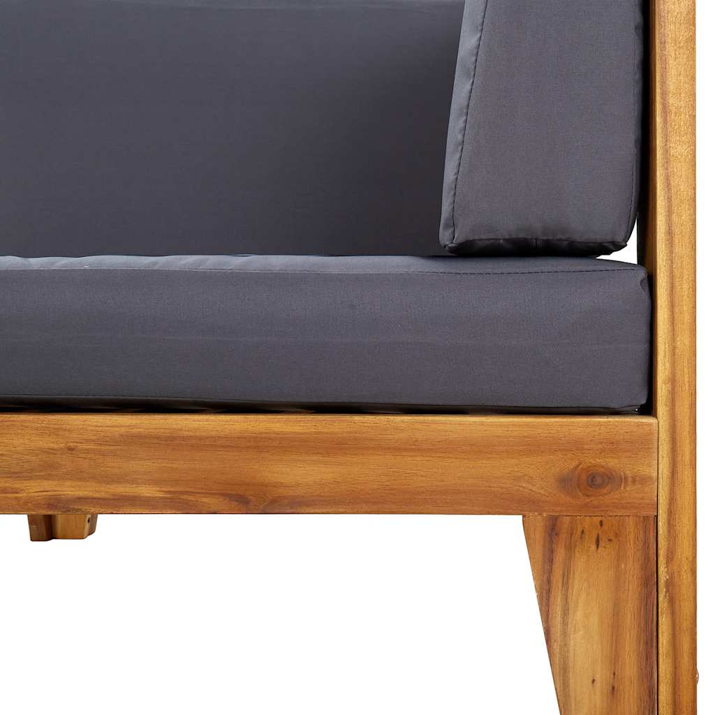 Divano Angolare Modulare Cuscini Grigio Scuro Massello Acacia | homemem39