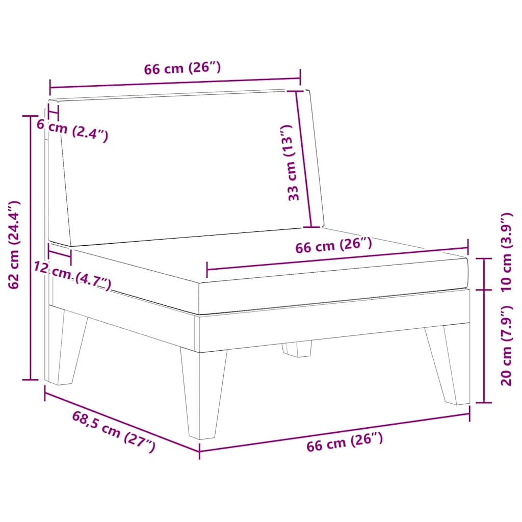 Divano Centrale Modulare Cuscini Bianco Crema Massello Acacia