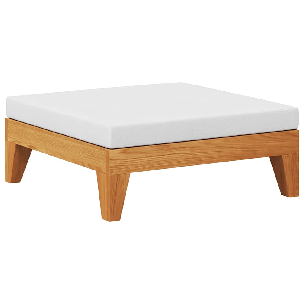 Poggiapiedi con Cuscino Bianco Crema in Massello d'Acacia - homemem39