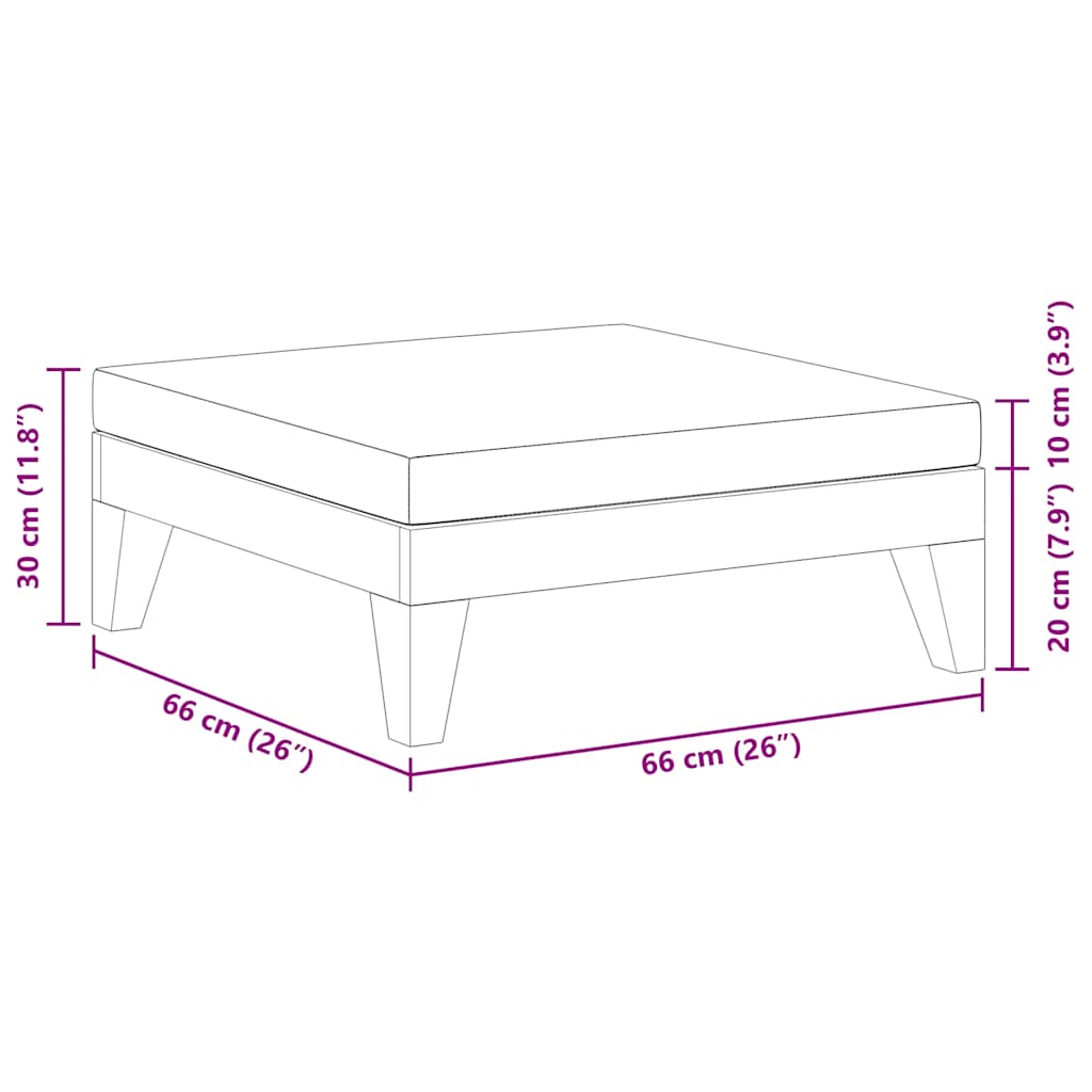 Poggiapiedi con Cuscino Bianco Crema in Massello d'Acacia - homemem39