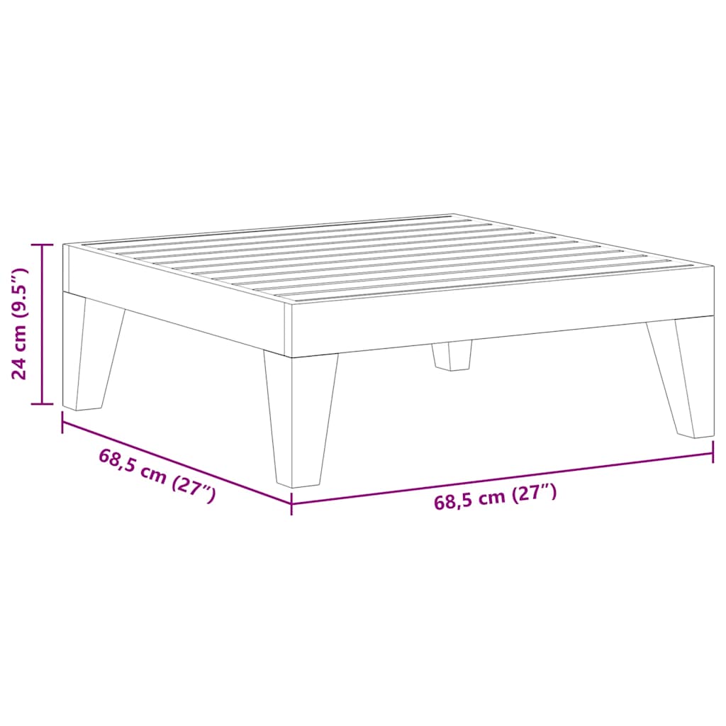 Tavolo da Giardino 68,5x68,5x24 cm in Legno Massello di Acacia - homemem39