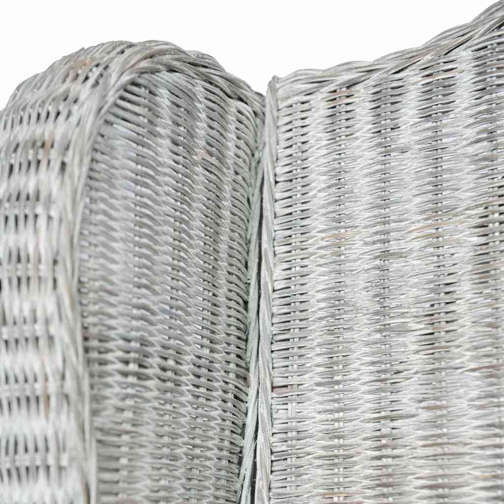 Poltrona con Cuscino Grigio in Rattan Naturale e Lino - homemem39