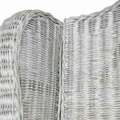 Poltrona con Cuscino Grigio in Rattan Naturale e Lino - homemem39