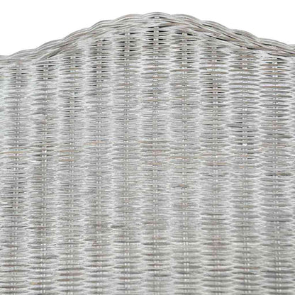 Poltrona con Cuscino Grigio in Rattan Naturale e Lino
