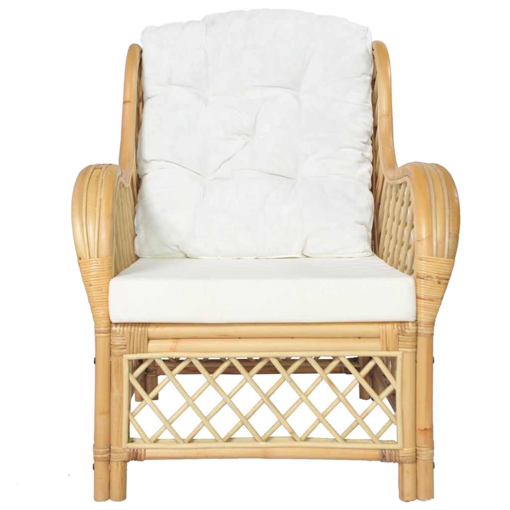 Poltrona con Cuscino in Rattan Naturale e Lino - homemem39
