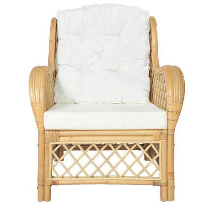 Poltrona con Cuscino in Rattan Naturale e Lino - homemem39