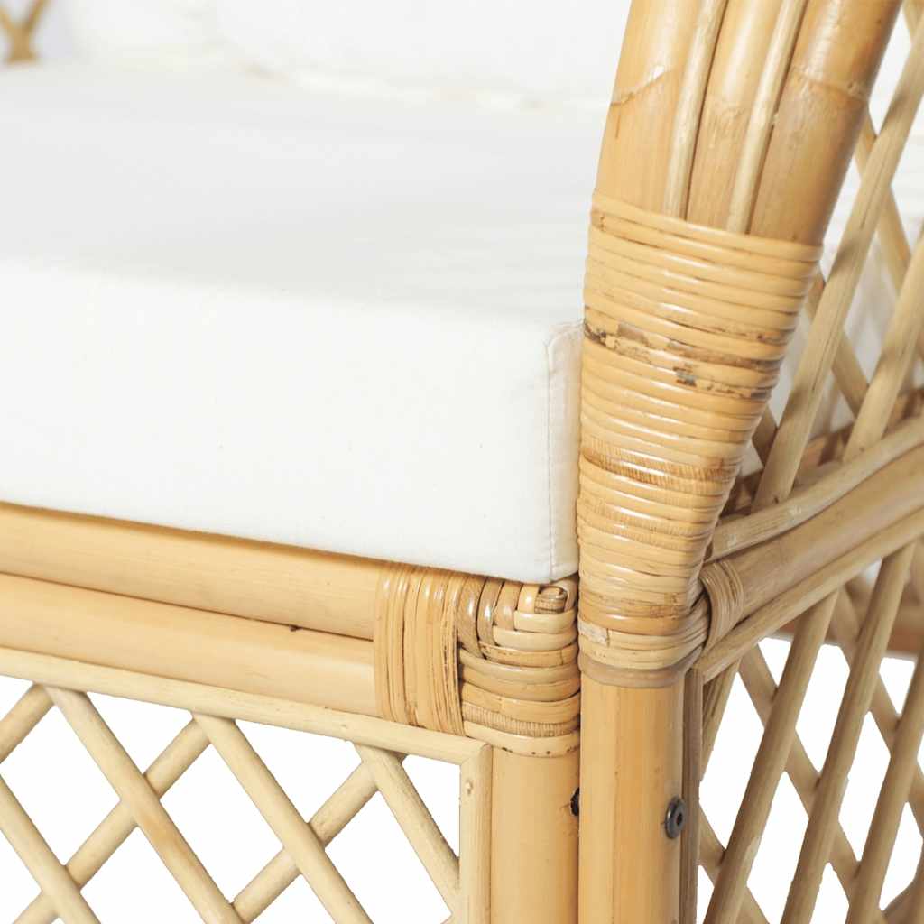 Poltrona con Cuscino in Rattan Naturale e Lino | homemem39