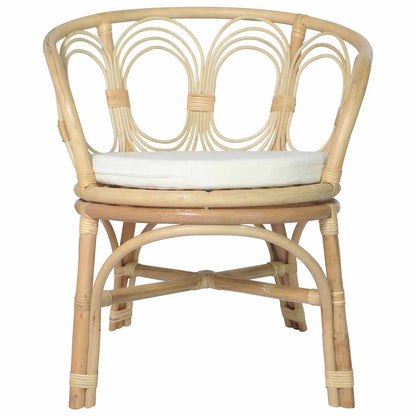 Sedia da Pranzo con Cuscino in Rattan Naturale e Lino | homemem39