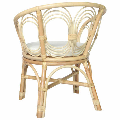 Sedia da Pranzo con Cuscino in Rattan Naturale e Lino | homemem39