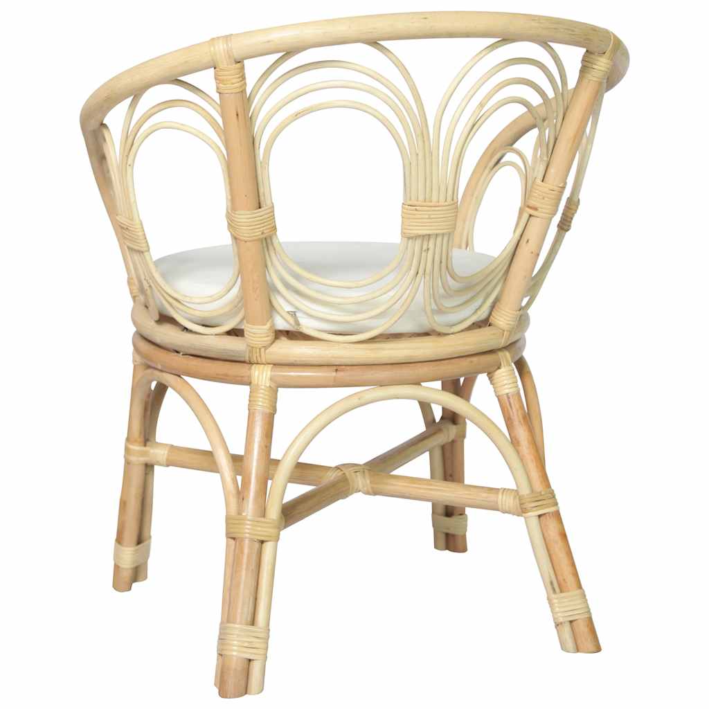 Sedia da Pranzo con Cuscino in Rattan Naturale e Lino - homemem39