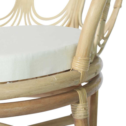 Sedia da Pranzo con Cuscino in Rattan Naturale e Lino | homemem39