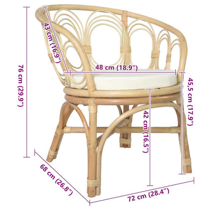 Sedia da Pranzo con Cuscino in Rattan Naturale e Lino - homemem39