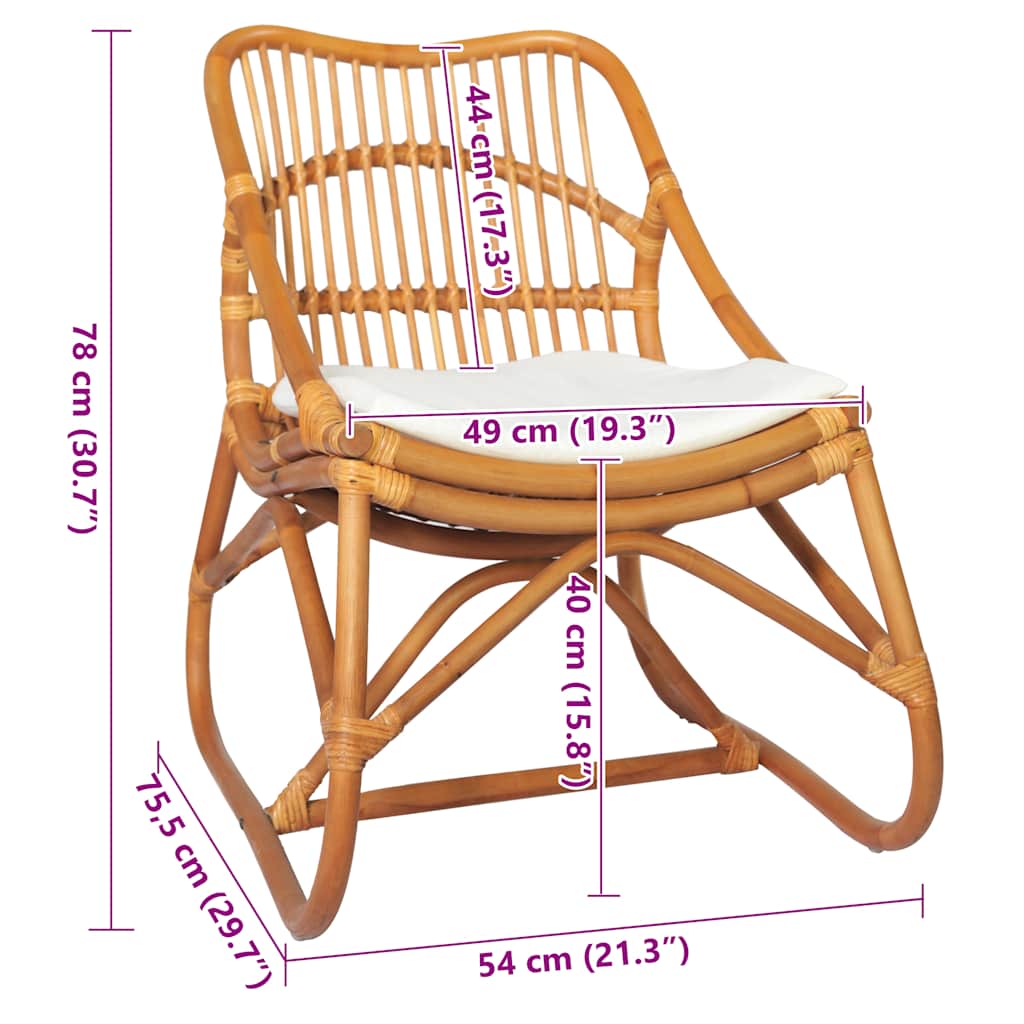 Sedia in Rattan Marrone Chiaro e Lino - homemem39