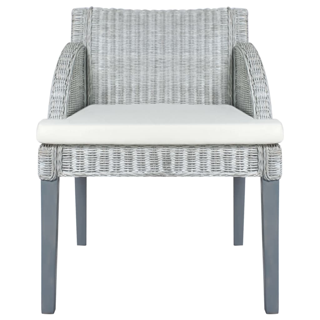Sedia da Pranzo con Cuscino Grigio in Rattan Naturale | homemem39