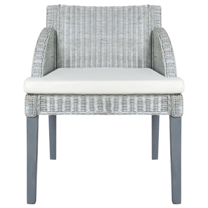 Sedia da Pranzo con Cuscino Grigio in Rattan Naturale - homemem39